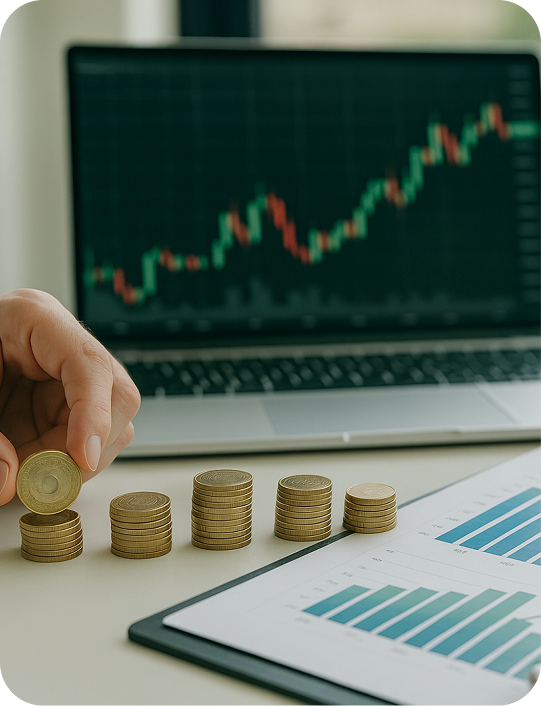 Gestión financiera - monedas, gráficos y análisis de mercado